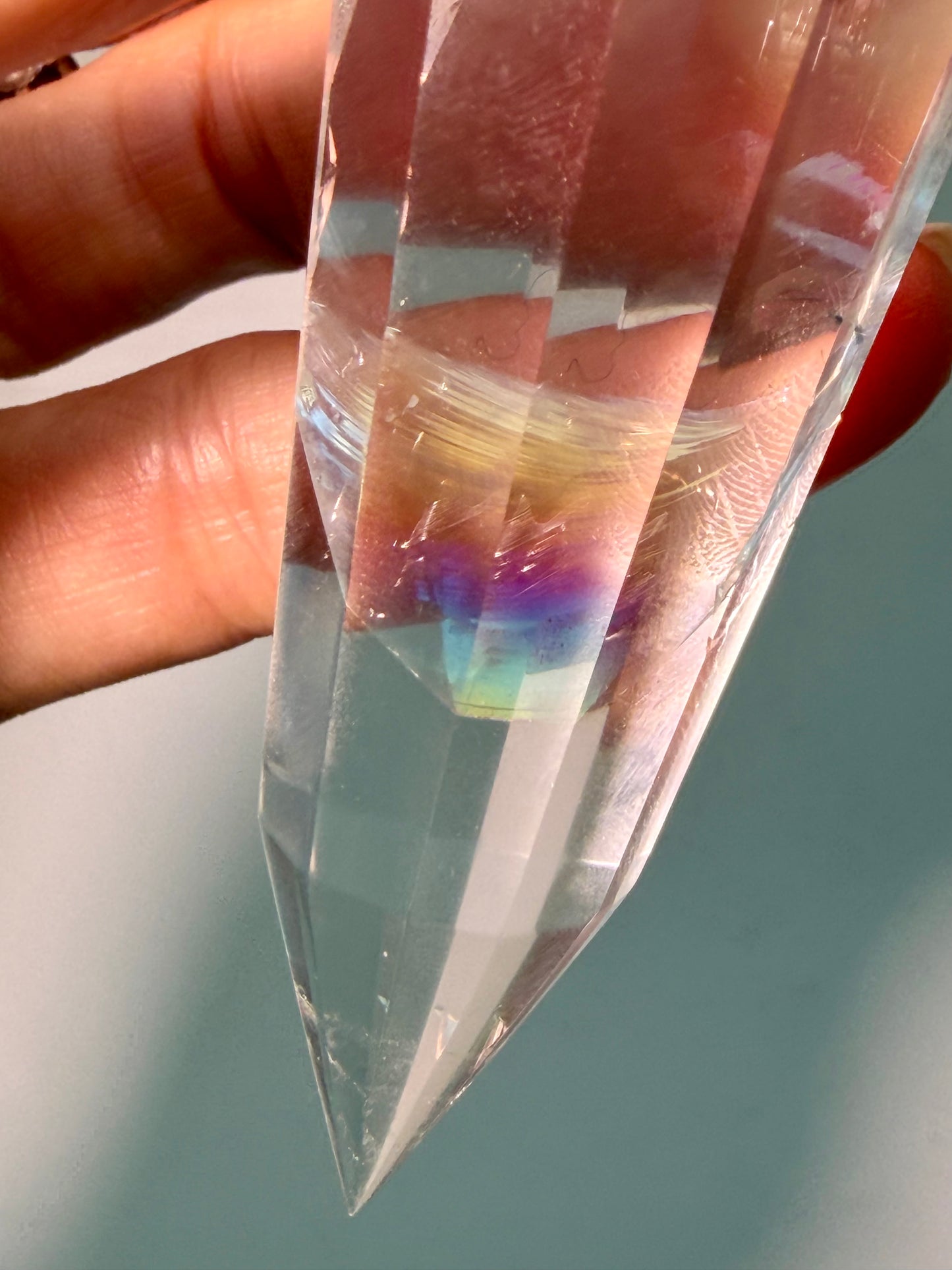 Extra klarer Lemurian Vogel Cut Crystal nach Dr. Marcel Vogel, 12 Facetten, Bahia Brasilien, 11,9 cm, 147 g