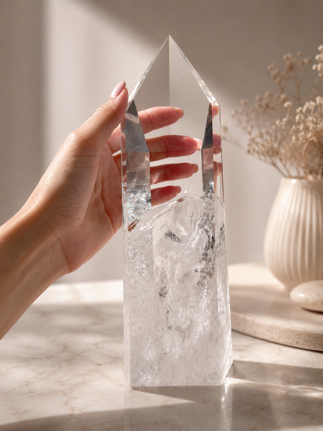 Extra reiner Lemurian Bergkristall 27 cm 2.16 kg für Meditation und Lichtarbeit