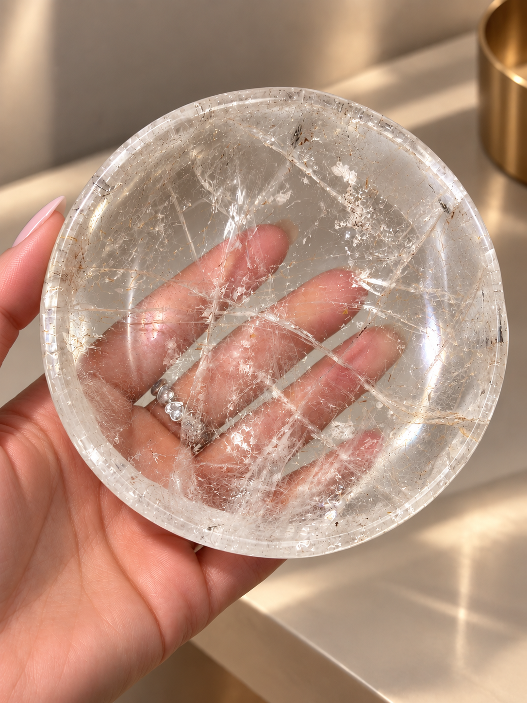 Extraklare Bergkristallschale – Handarbeit, 11,5 cm