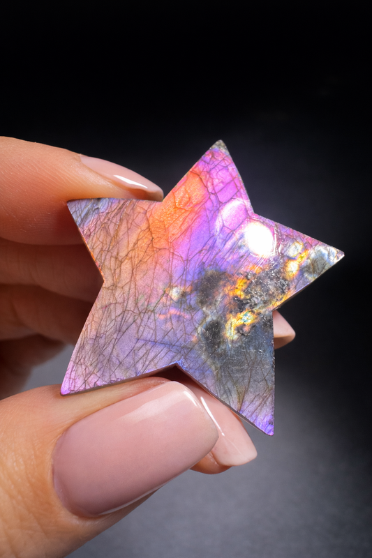 Labradorit Stern 3.6 cm – Magischer Pink-Lila Schimmer