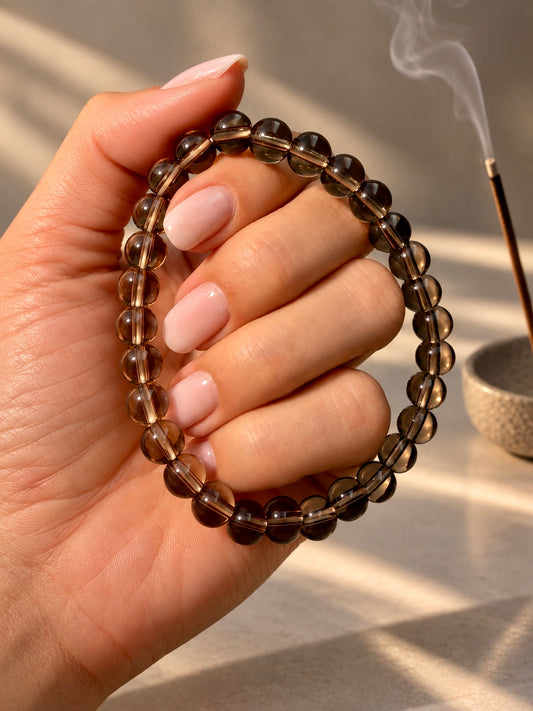 Bracelet en quartz fumé 17, 19, 21 cm – ancrage, protection et force émotionnelle 🤎