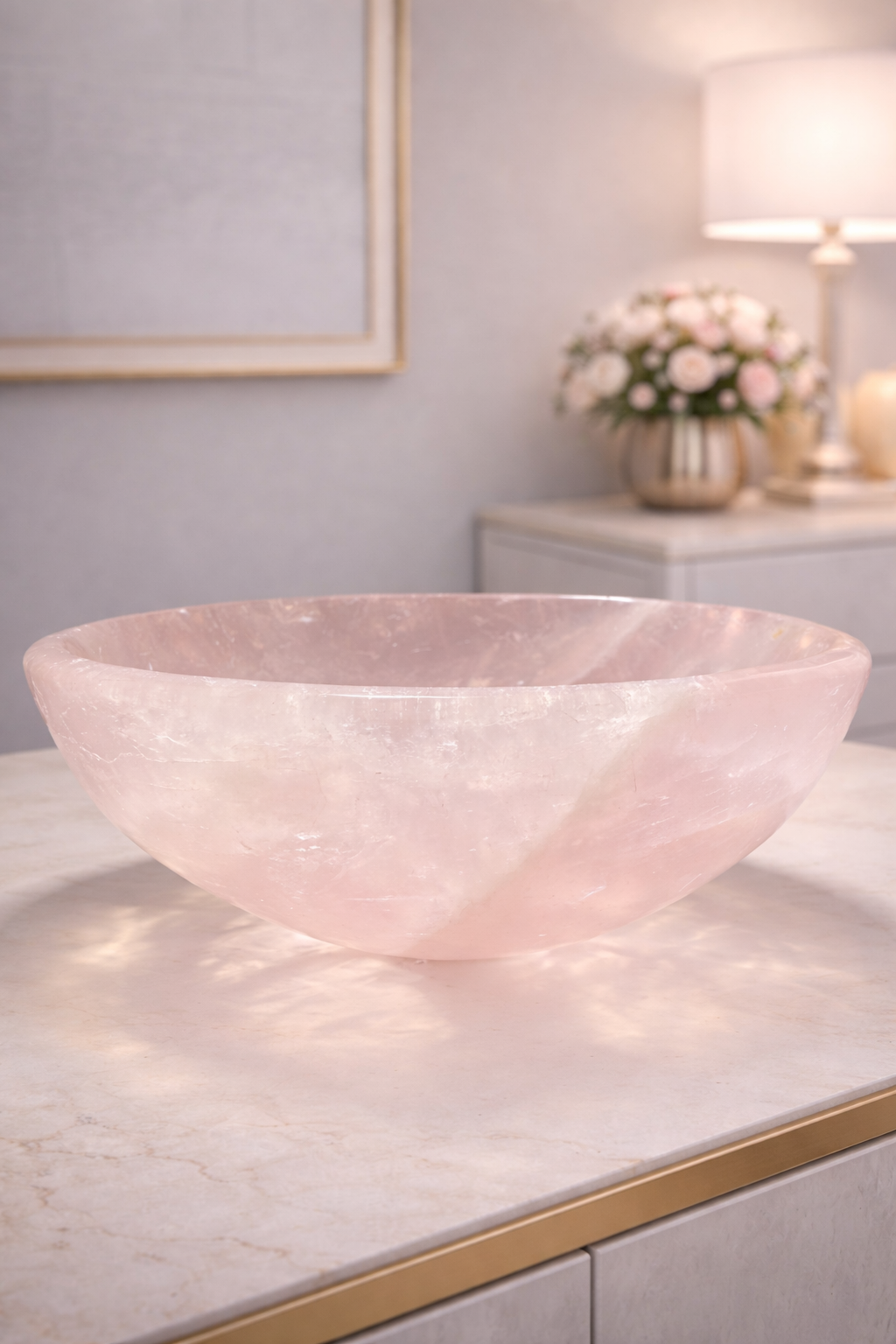 Extraklare Rosenquarzschale  – Edelsteinschale