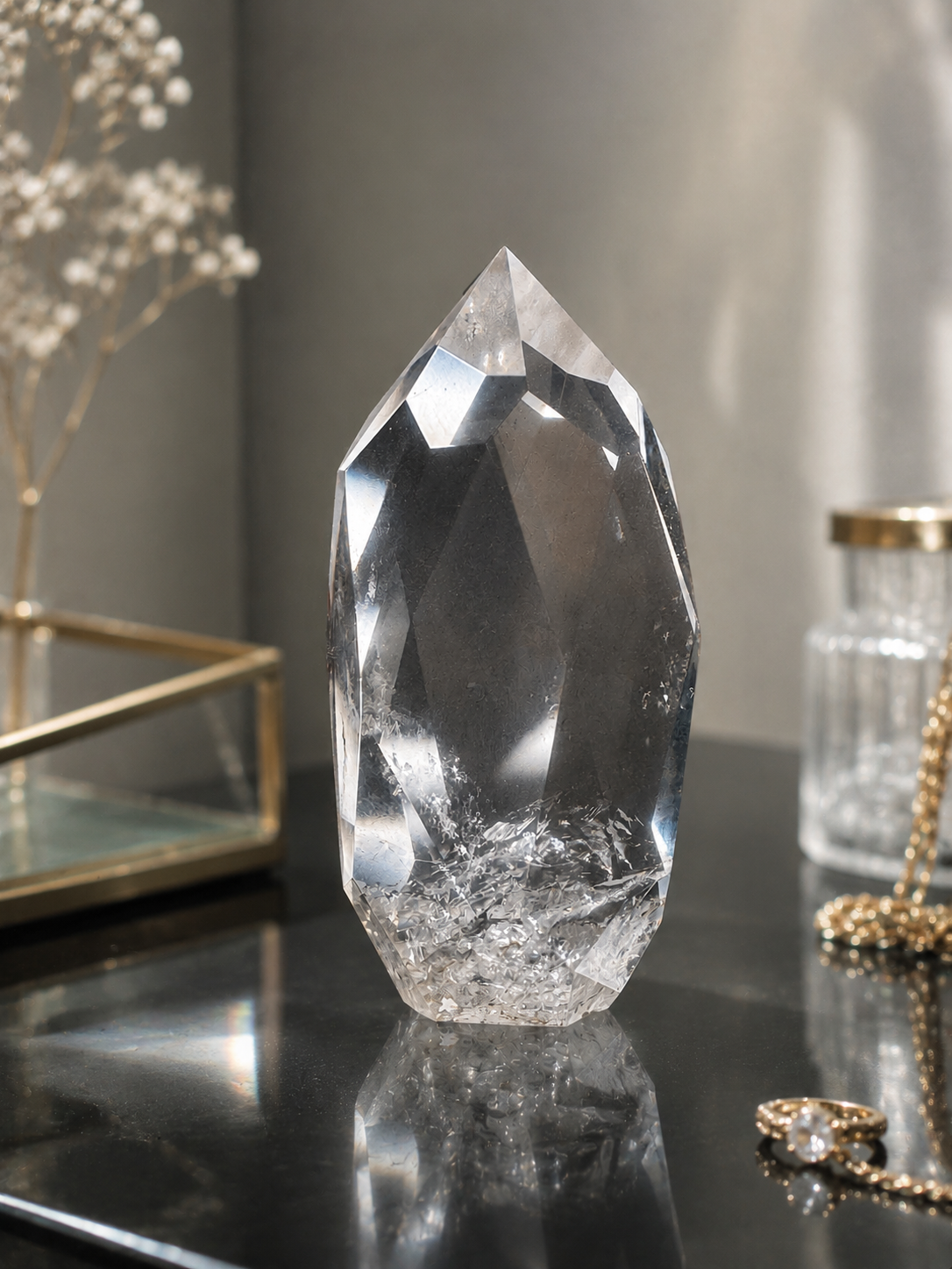 Facettierte Lemuria-Spitze mit Phantom – 7.9 cm | 151 g