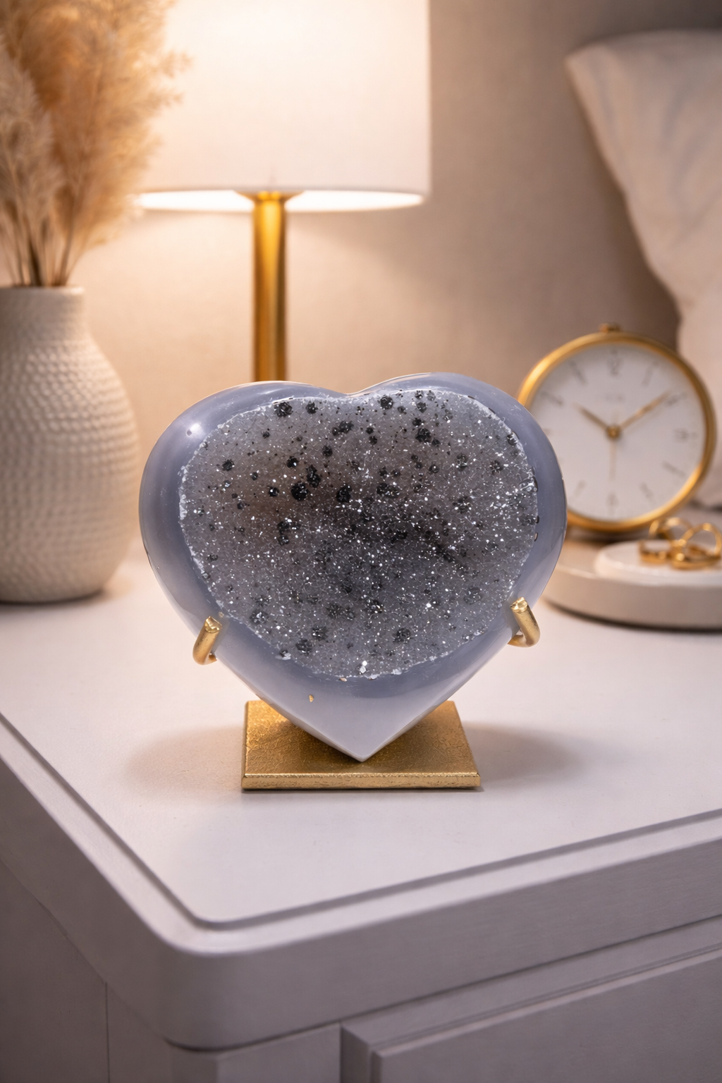 Achat-Herz 7 cm mit Galaxie-Effekt – 220 g Kristall aus Brasilien mit Erdungswirkung