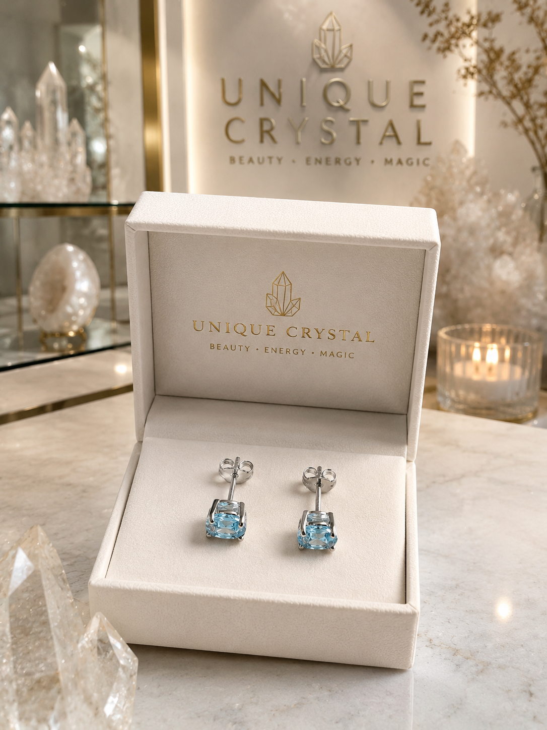 Exclusive Blue Topaz Pendant 2 cm – Faceted & Noble in 925 Silver ✨