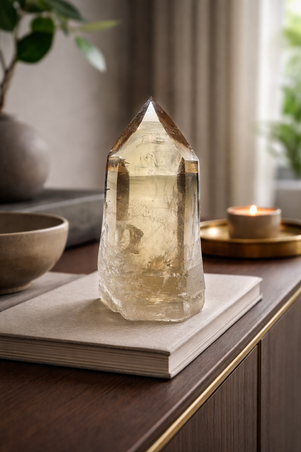 Pointe de quartz fumé lémurien – naturel | 13 cm | 559 g (qualité 1A)