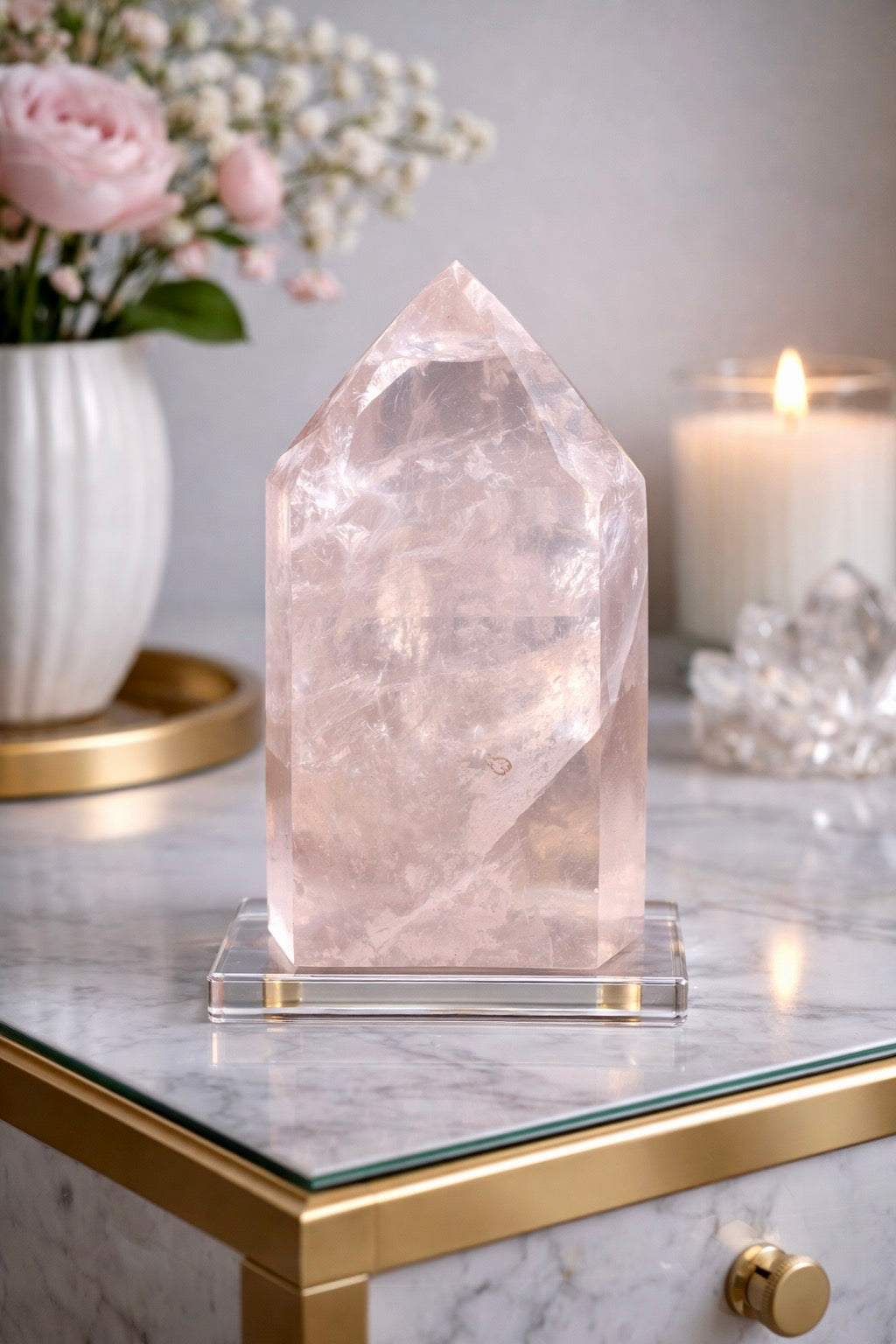 Klare Rosenquarz Spitze 🩰 - 8.5cm, 284g