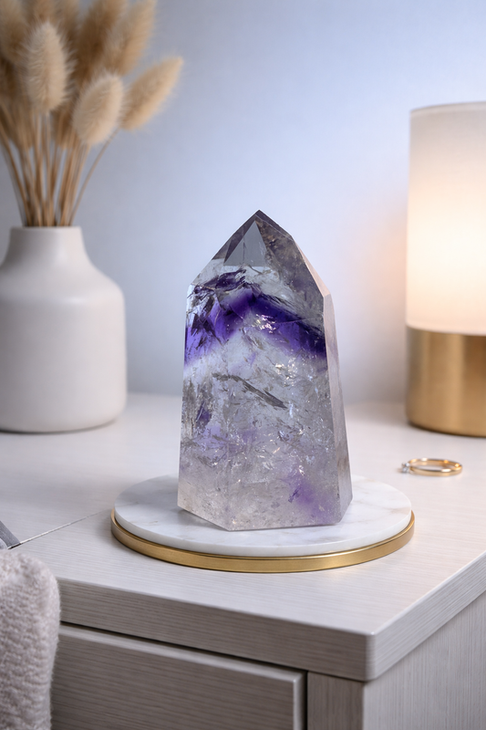 Phantom Amethyst Spitze mit Regenbogen - 7.8cm, 131g