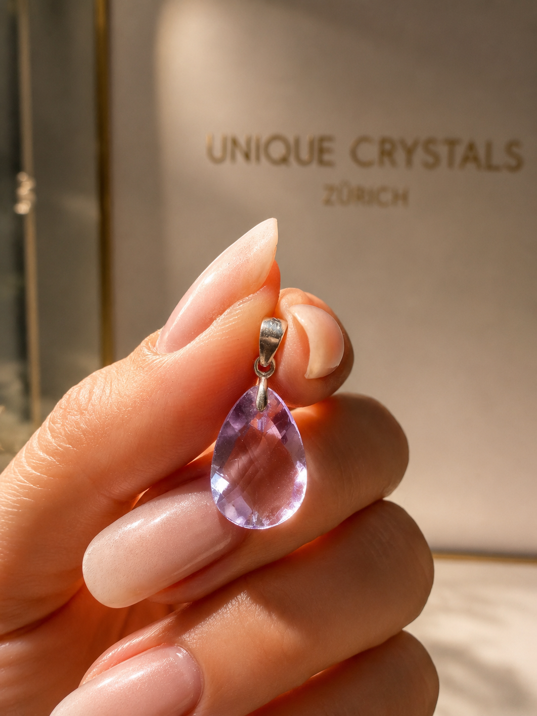 Facettierter Amethyst Tropfen Anhänger aus 925 Sterling Silber extra klar Premium Qualität
