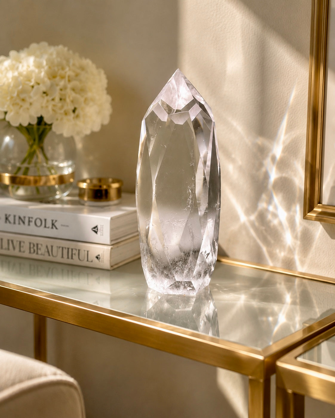 Facettierter Lemurian Bergkristall 10,7 cm | Ultra Klar | 307 g