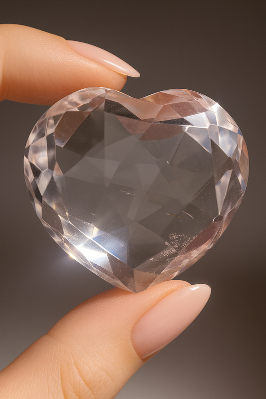 Facettiertes Lemurian-Herz 3.7 cm – Extra Qualität