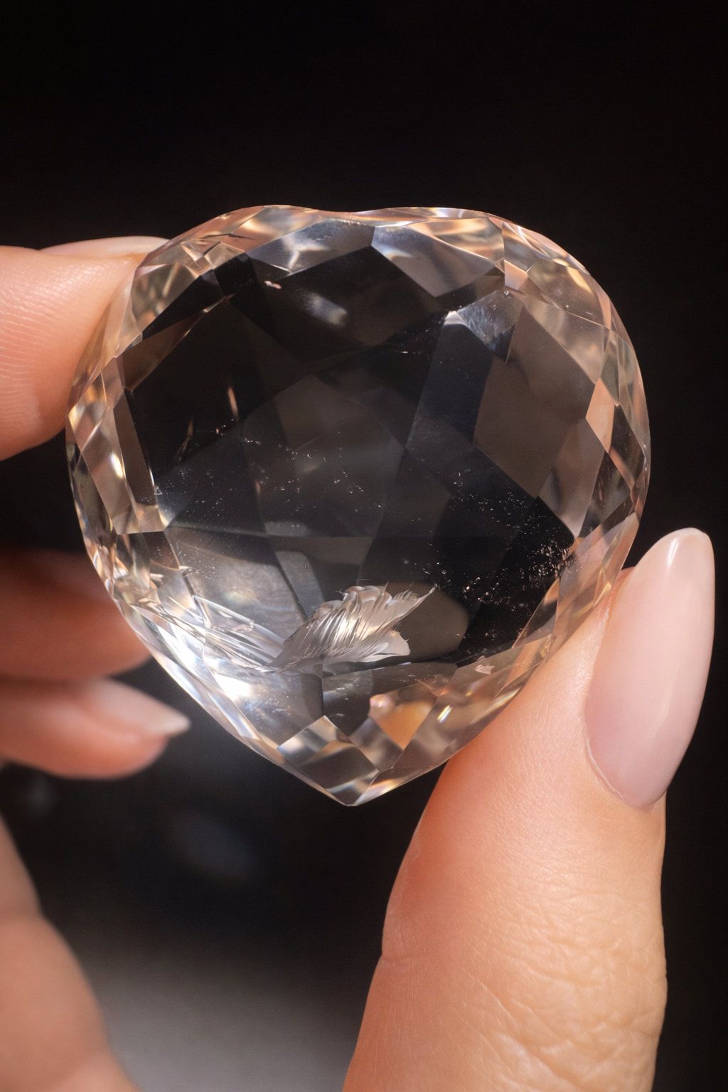 Facettiertes Lemurian-Herz 4,2 cm – ultraklar & hochwertig