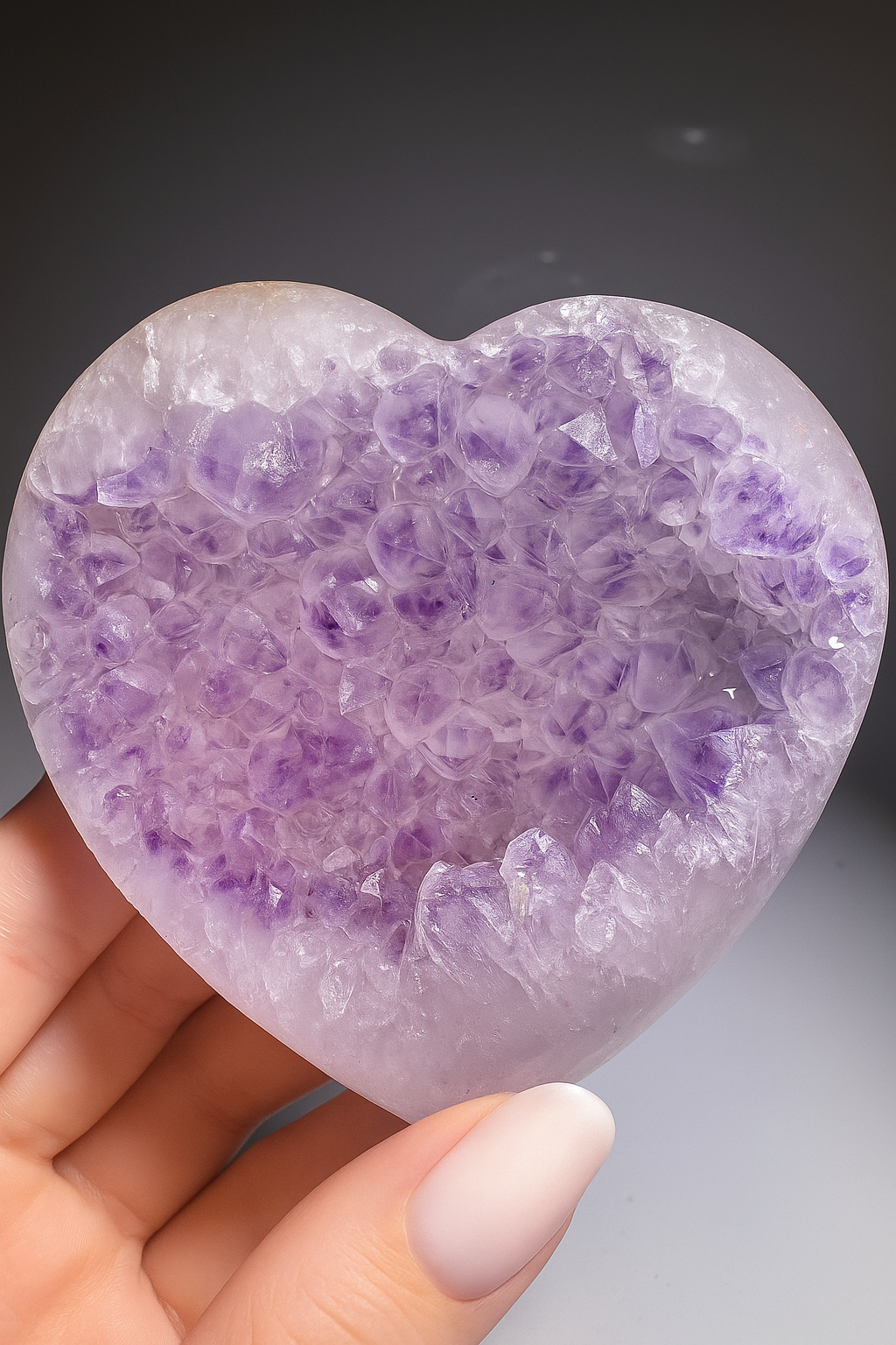 Fliederfarbenes Amethyst-Herz 9,5 cm – Kristall Premium Qualität