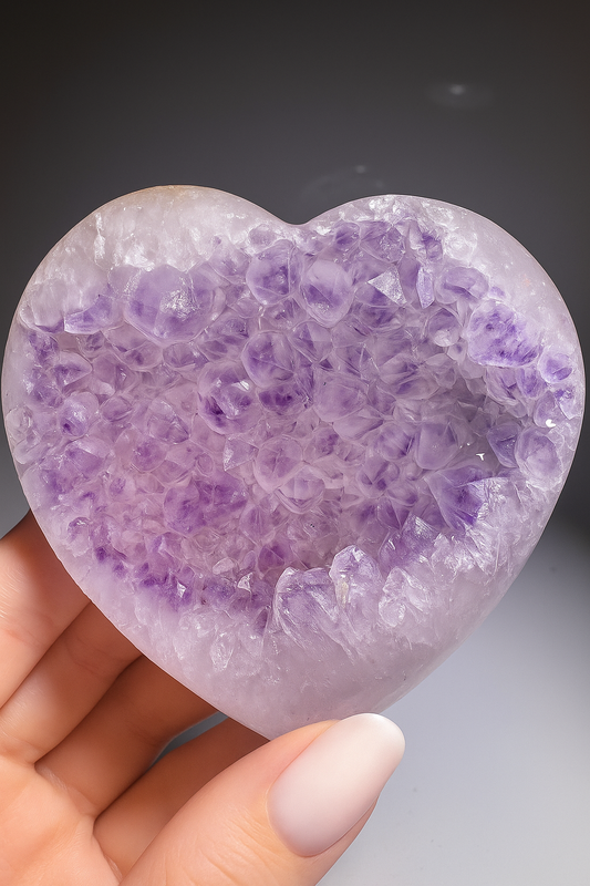 Fliederfarbenes Amethyst-Herz 9,5 cm – Kristall Premium Qualität