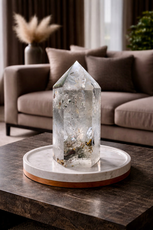 Gartenquarz Spitze 22 cm, 3.64 kg – AAA Qualität mit einzigartiger innerer Landschaft