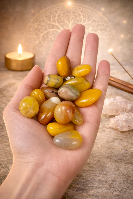 Gelber Achat Trommelstein 2–2.5 cm Yellow Agate Edelstein natur