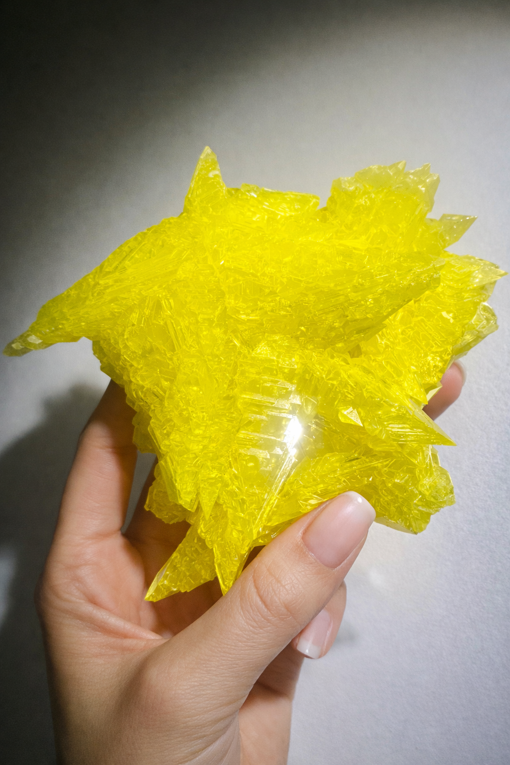 Gelber Schwefelkristall Naturkristall ca. 12 cm