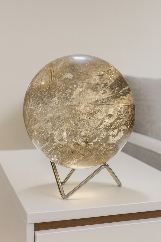 Golden Rutile Kugel 11.2 cm · 2.38 kg – Extra Qualität aus Brasilien