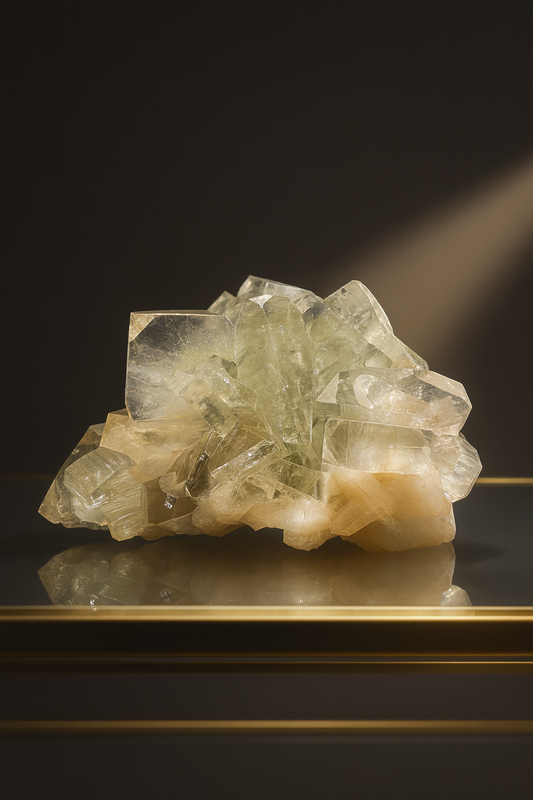 Grüner Apophyllite 7.5 cm – glasklares Spitzen-Spezimen aus Indien