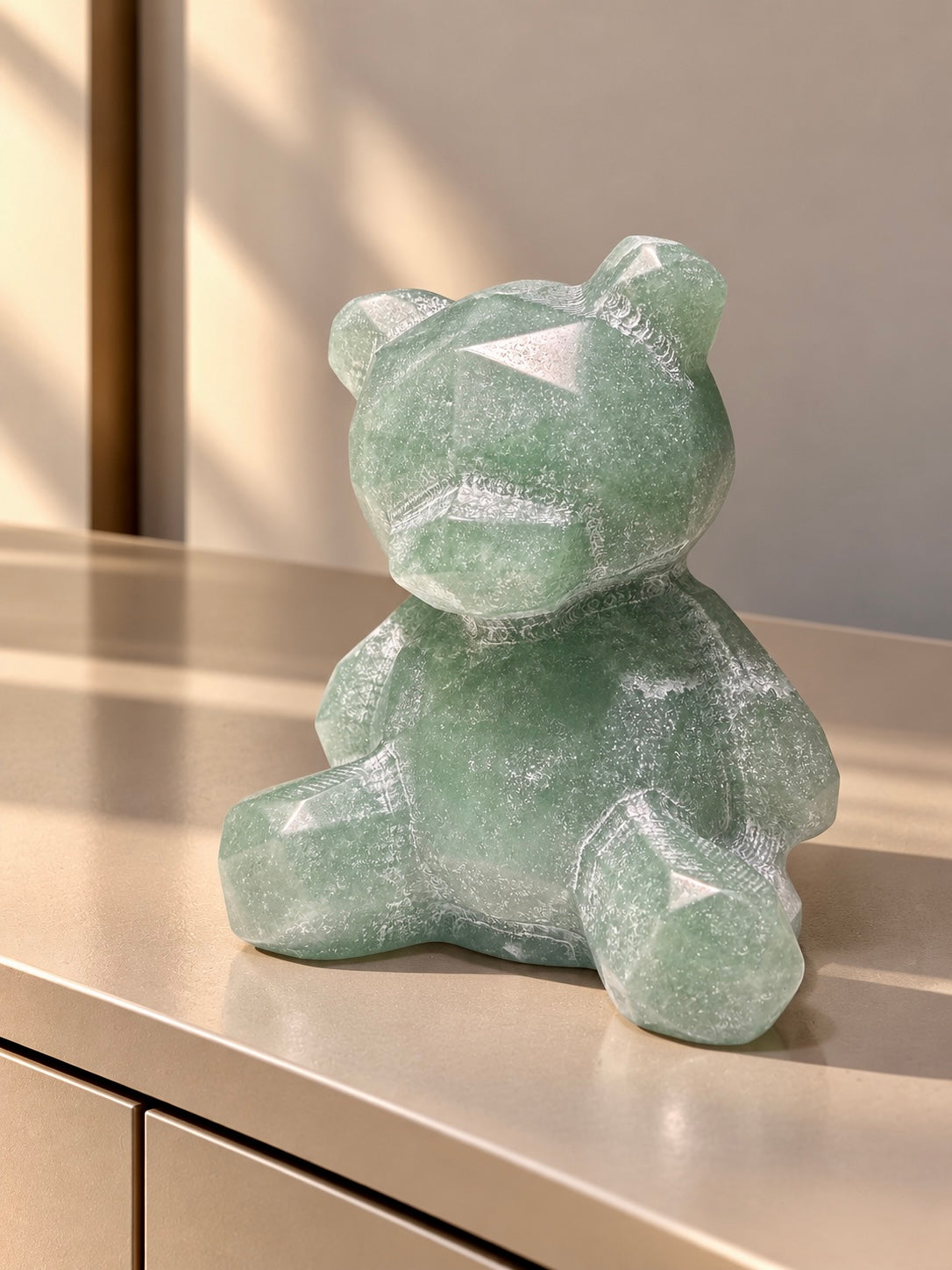Grüner Aventurin Teddybär Kristall – 6,3 cm, ca. 140 g