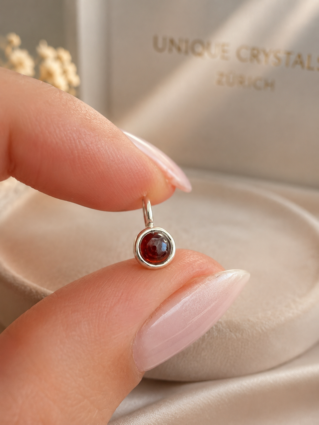Granat Anhänger, 925 Silber, 18 Karat vergoldet, Heilstein für Kraft und Energie