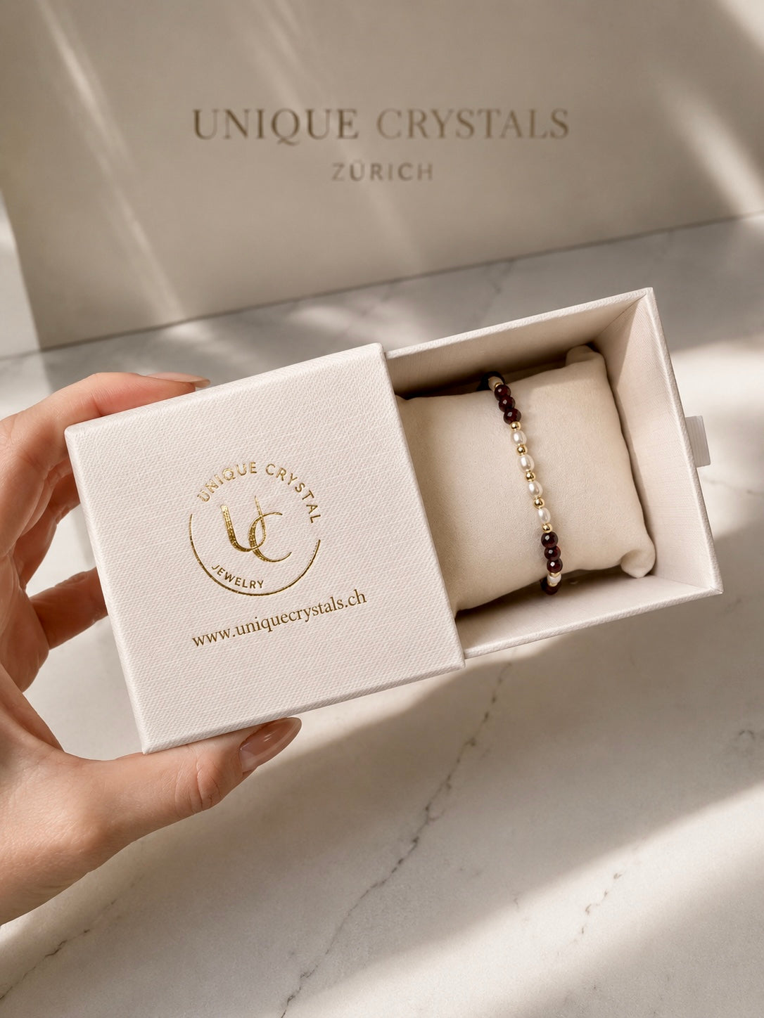 Granat Süsswasserperlen Armband – 4 mm facettiert | Liebe, Stärke & Lebensenergie