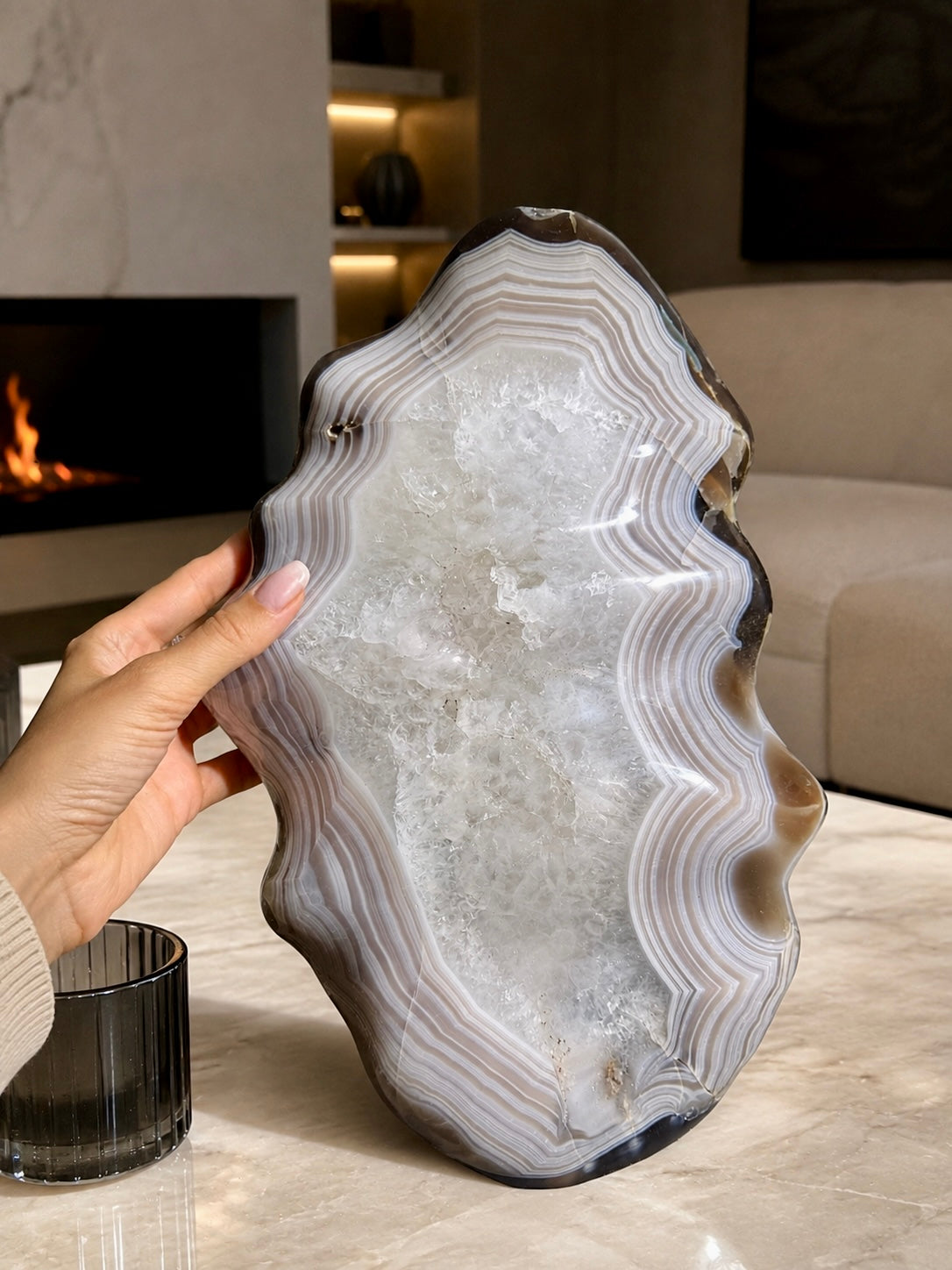 Große Achat Freeform aus Uruguay – 30 cm Statement-Piece in Premium-Qualität