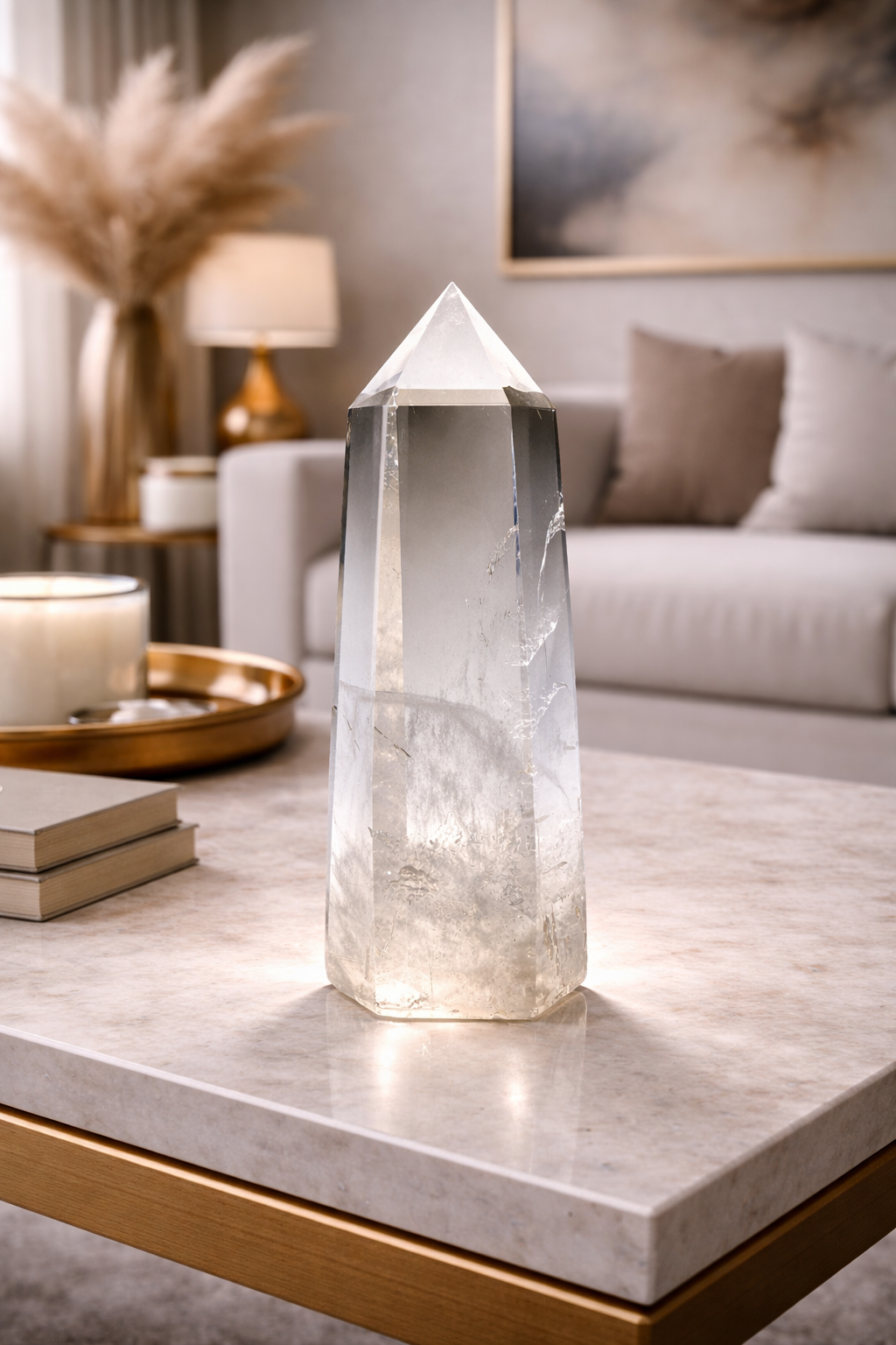 Grosse Bergkristallspitze 25 cm mit LED – exklusives Einzelstück | Unique Crystals