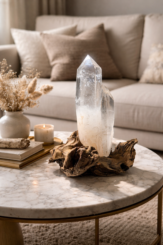 Grosse Bergkristallspitze 28 cm klar mit kleiner Babyspitze Naturkristall