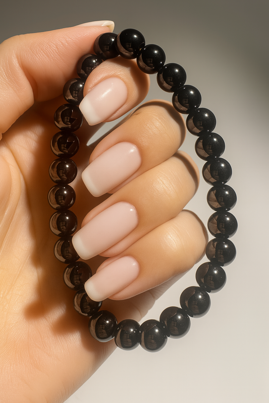 Hämatit Armband 19 cm – Schutz, Erdung & Fokus mit metallischem Glanz 🖤✨