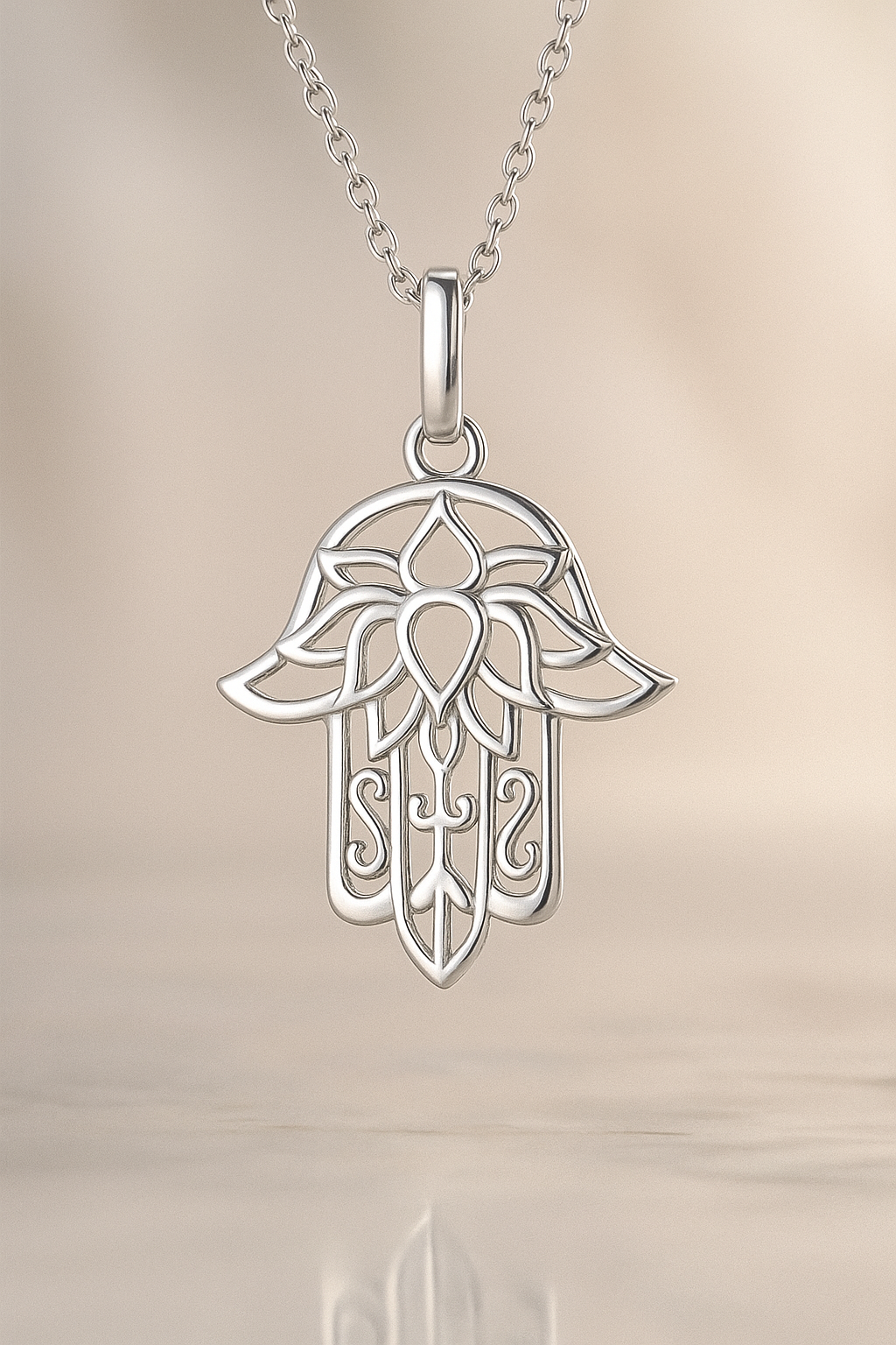 Hand der Fatima Edelstahlkette – Schutzsymbol Schmuck – Amulett grössenverstellbar