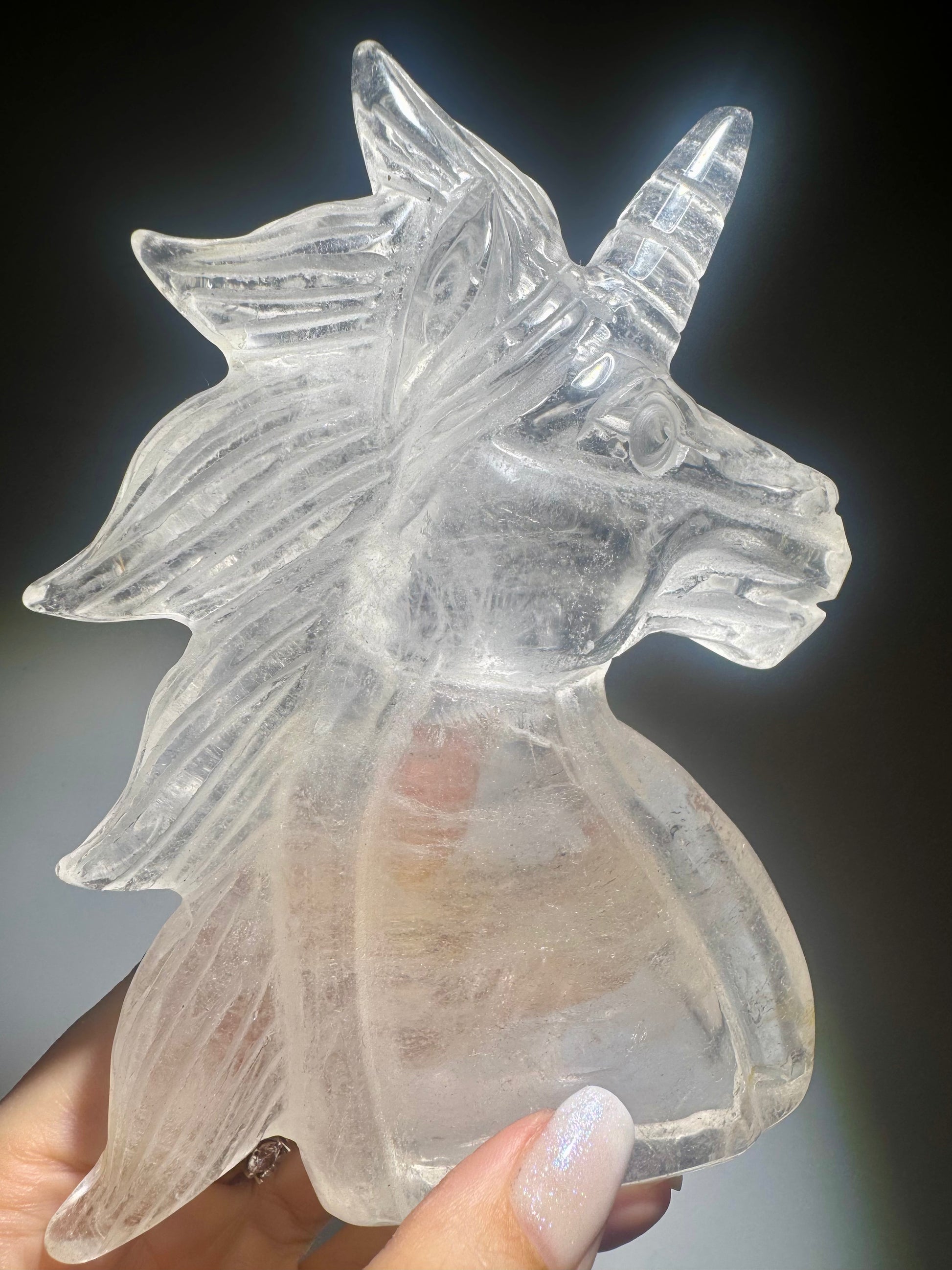 Handmade Bergkristall Einhorn 13,5 cm aus Naturstein
