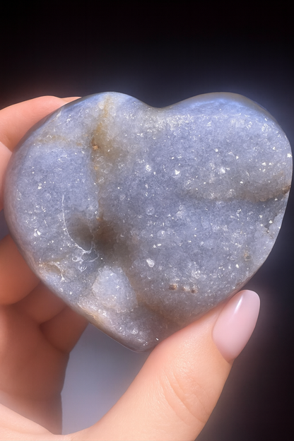 Hellblaues Achat-Herz 7.3 cm – Handmade aus Brasilien