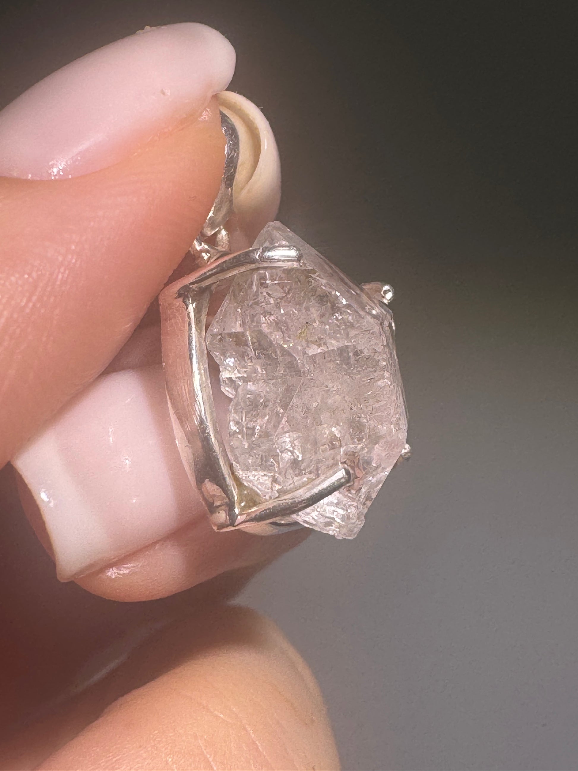 Herkimer Diamond Anhänger 925 Silber mit Boxchain