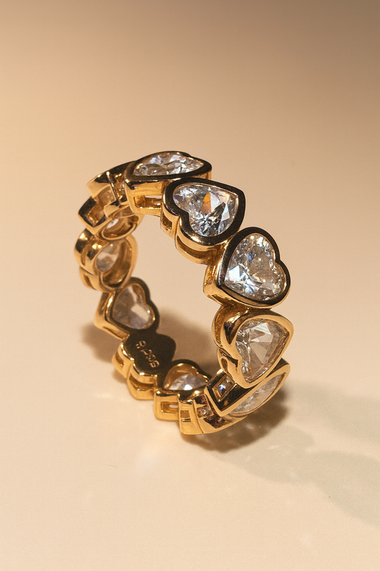 Herzring mit Moissanit-Herzen – 925 Silber Roségold plattiert – Grösse 6.5