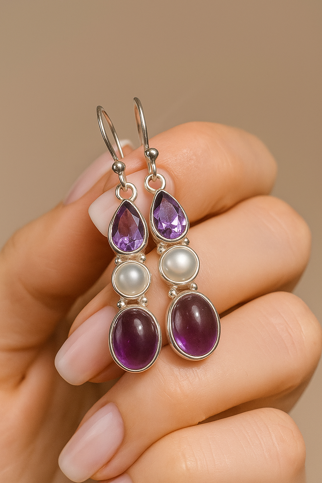 Hochwertige Edelstein-Ohrringe in 925 Sterling Silber