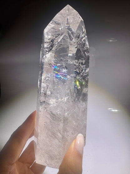 Hochwertige Lemurian Quartz Spitze aus Brasilien – 15 cm klarer Kristall