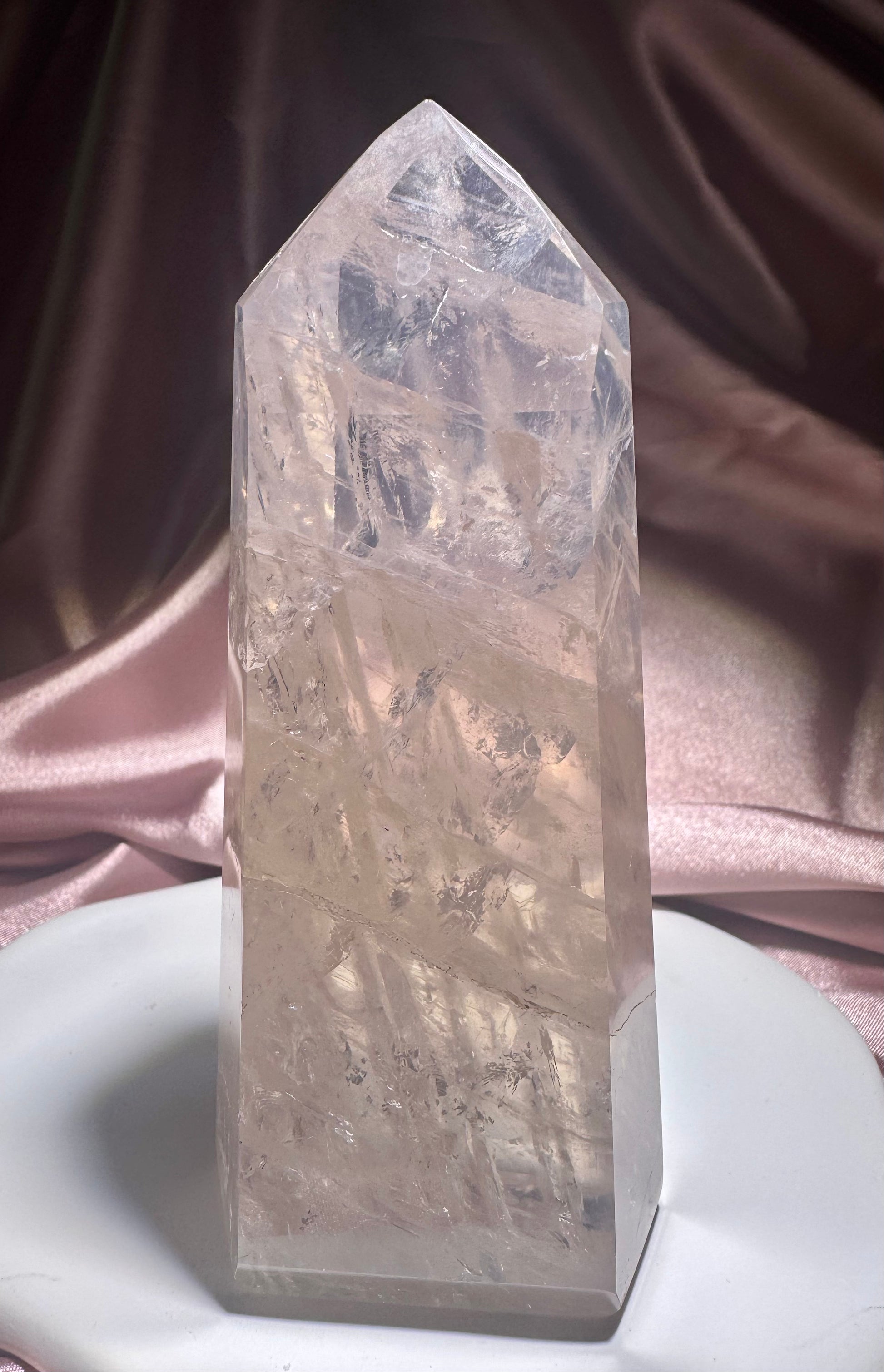 Hochwertige Rosenquarz Spitze 12,5 cm zartrosa