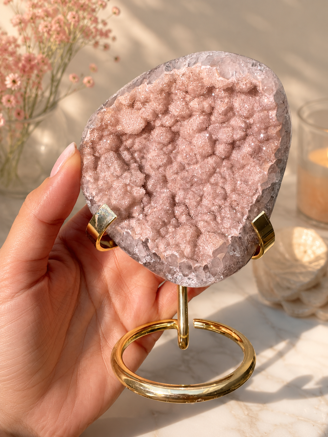 Hochwertiger Baby Pink Amethyst Freeform aus Uruguay