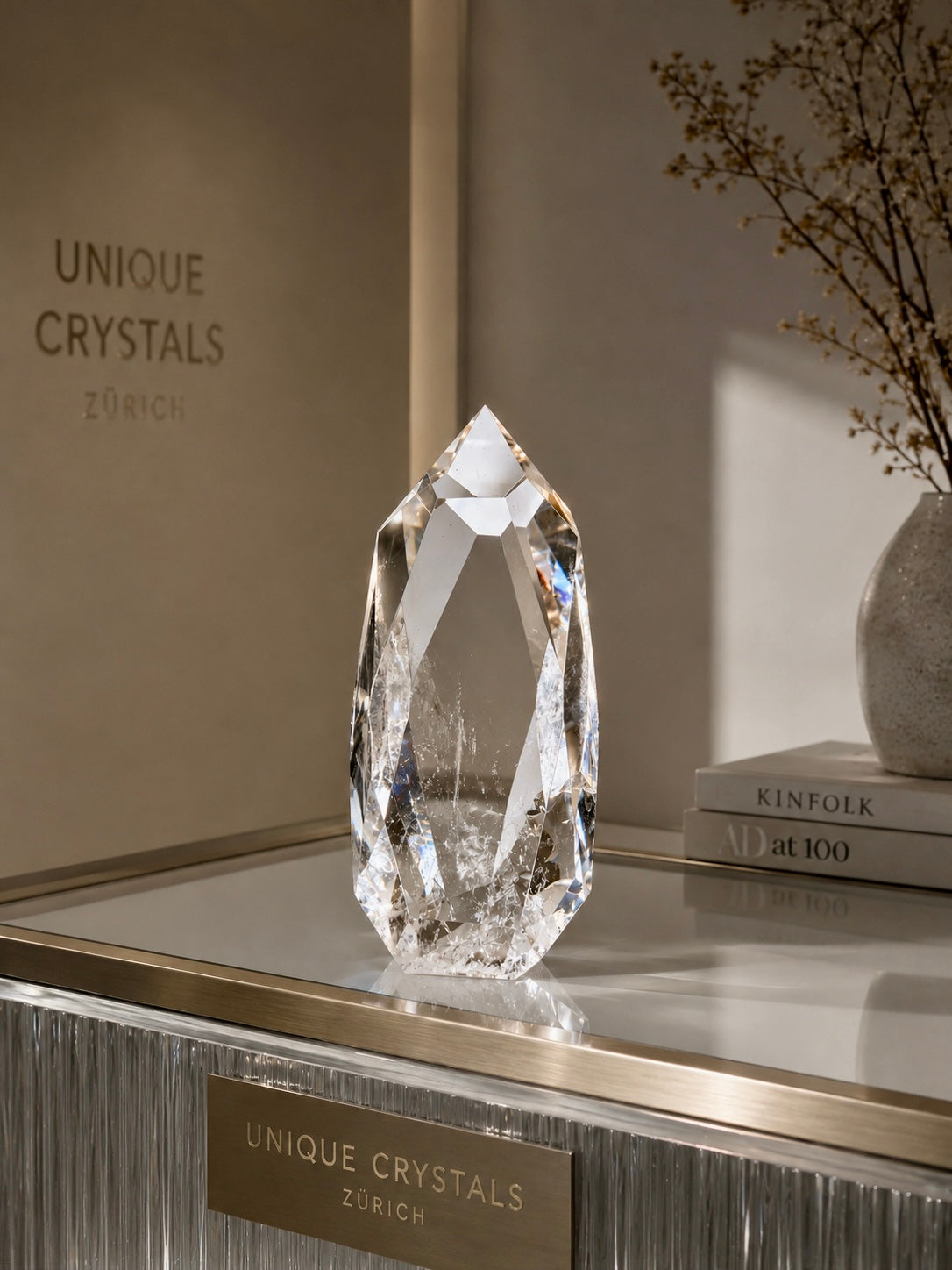 Hochwertiger facettierter Lemurian Quarz Kristall 9 cm 160 g
