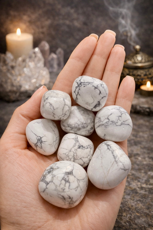 Howlith Trommelstein weiss Naturstein ca 2.5 cm