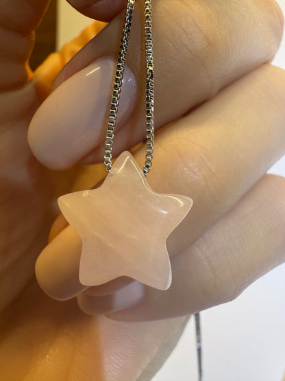 Collier avec étoile en quartz rose 💖