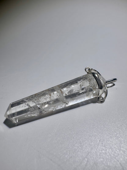 Bergkristall Anhänger 5,7 cm – mit Regenbogen & Einschlüssen in 925 Silberfassung 💎✨