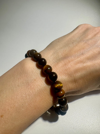 Tigerauge Armband 19 cm – Schutz & Stärke mit goldenem Edelstein aus der Natur 🐅💛