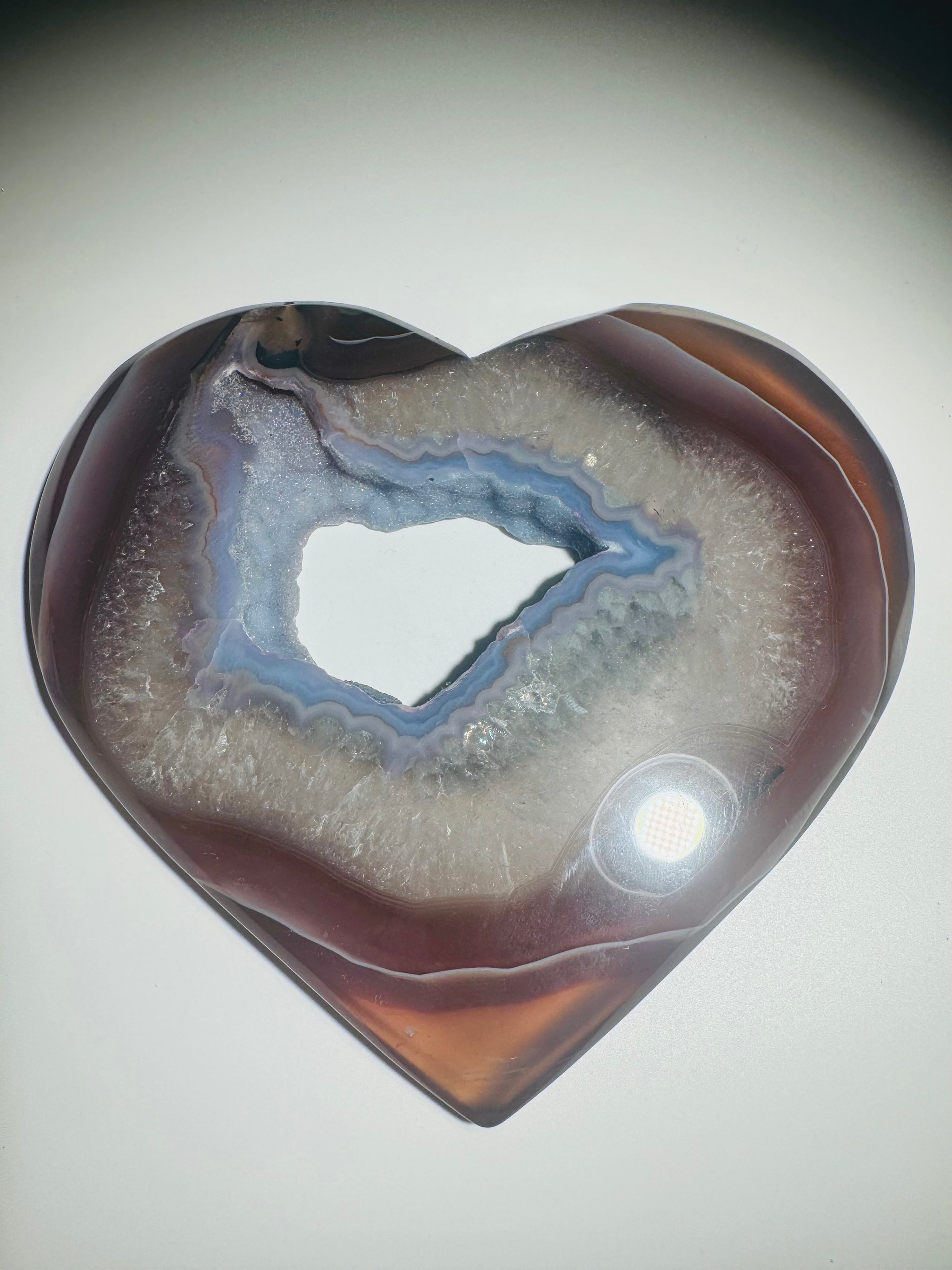 Achat Herz 13,6 cm – Handgefertigter Edelstein mit funkelnder Kristallstruktur aus Brasilien