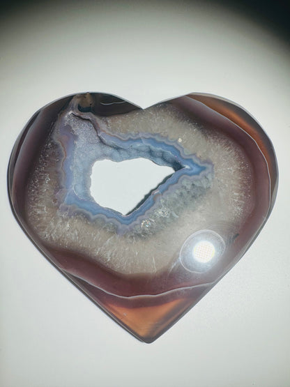 Achat Herz 13,6 cm – Handgefertigter Edelstein mit funkelnder Kristallstruktur aus Brasilien