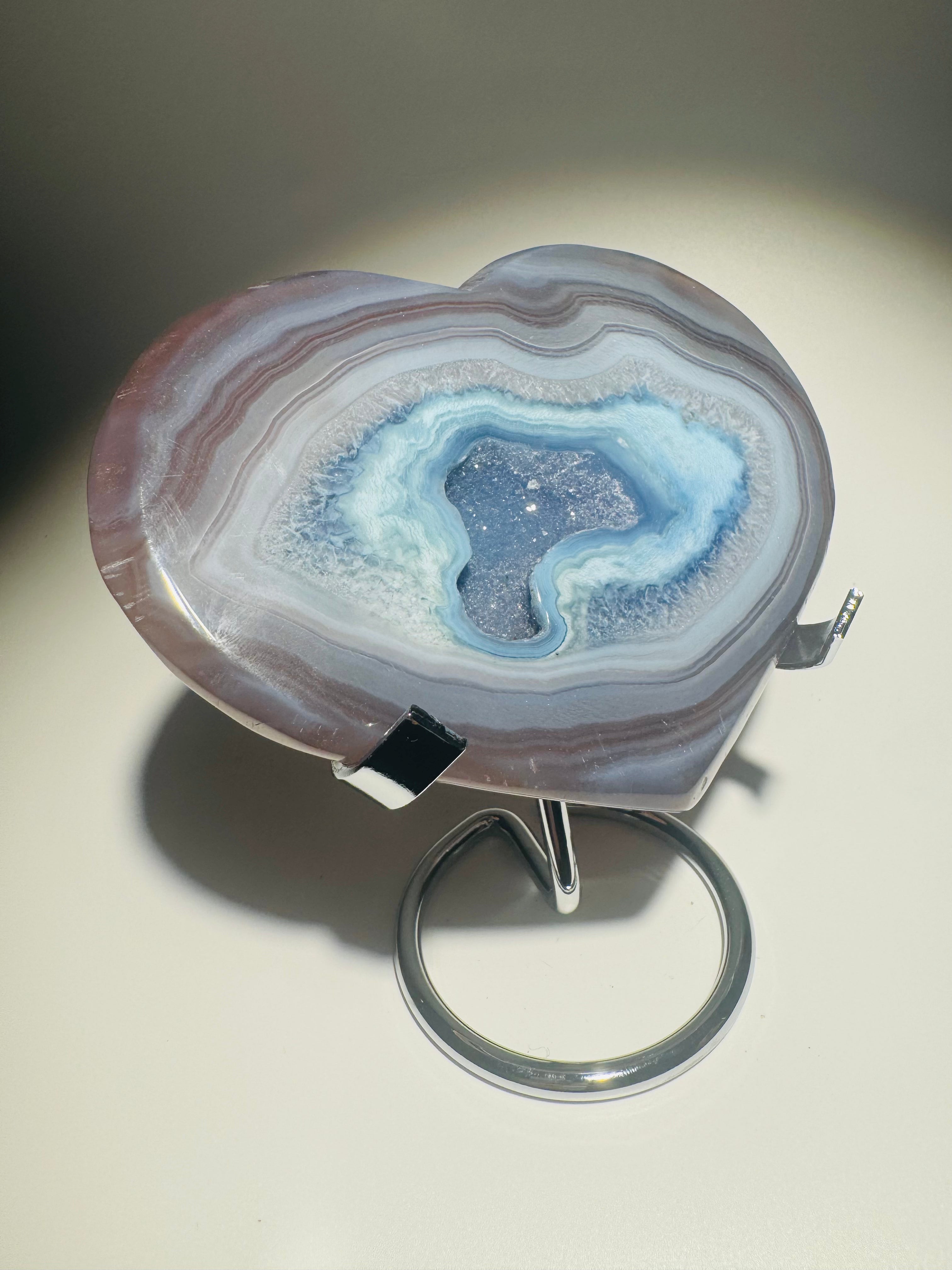 Achat Kristallherz 12,3 cm – Funkelnder Naturstein aus Brasilien in Herzform