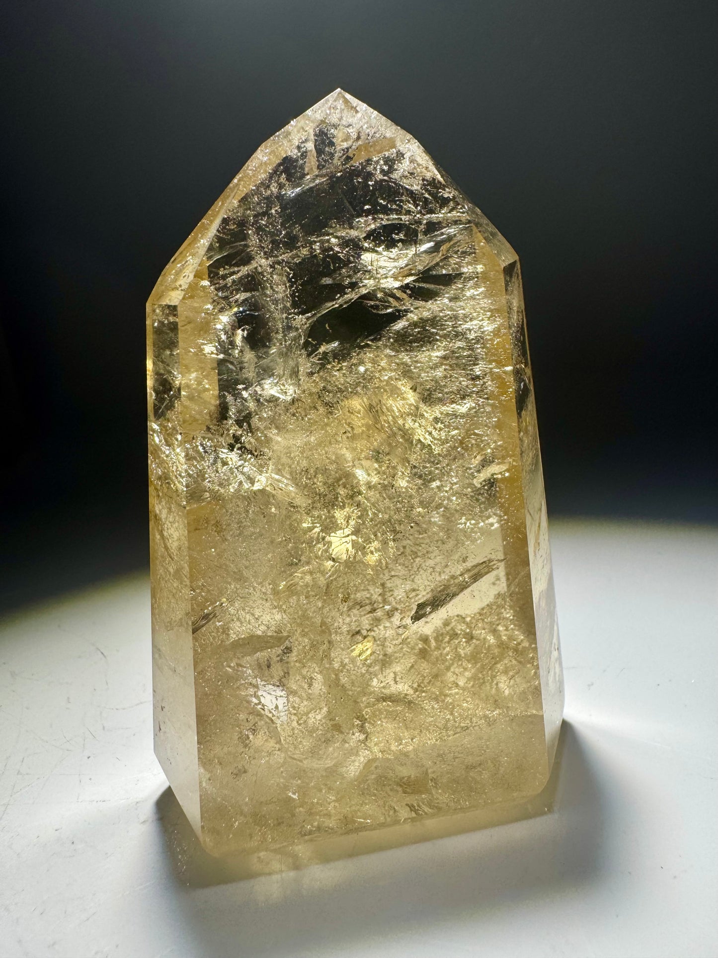 Natur Citrin Spitze 7,4 cm – 134 g ultraklarer Kristall aus Brasilien 💎🍯