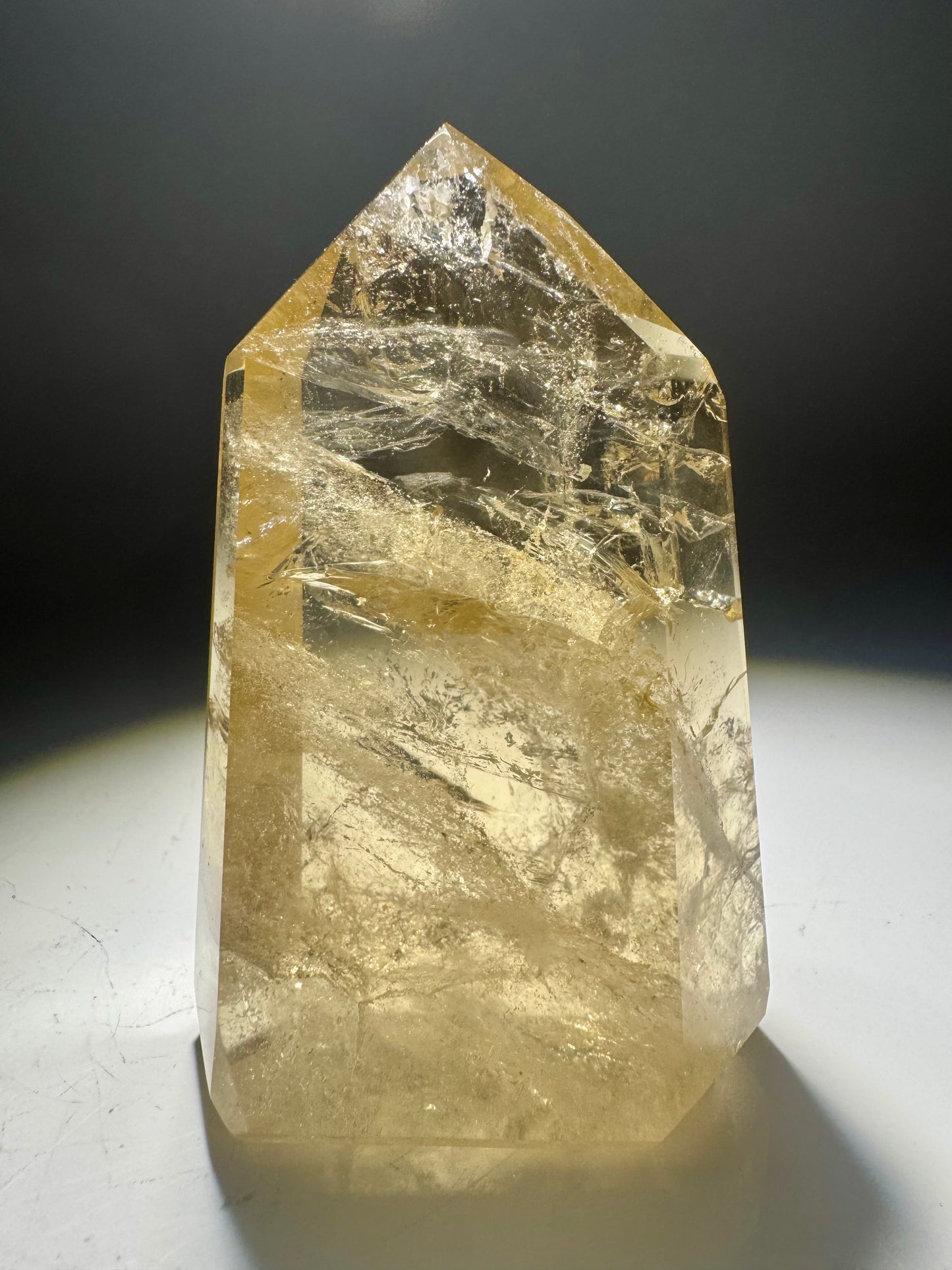 Natur Citrin Spitze 7,4 cm – 134 g ultraklarer Kristall aus Brasilien 💎🍯