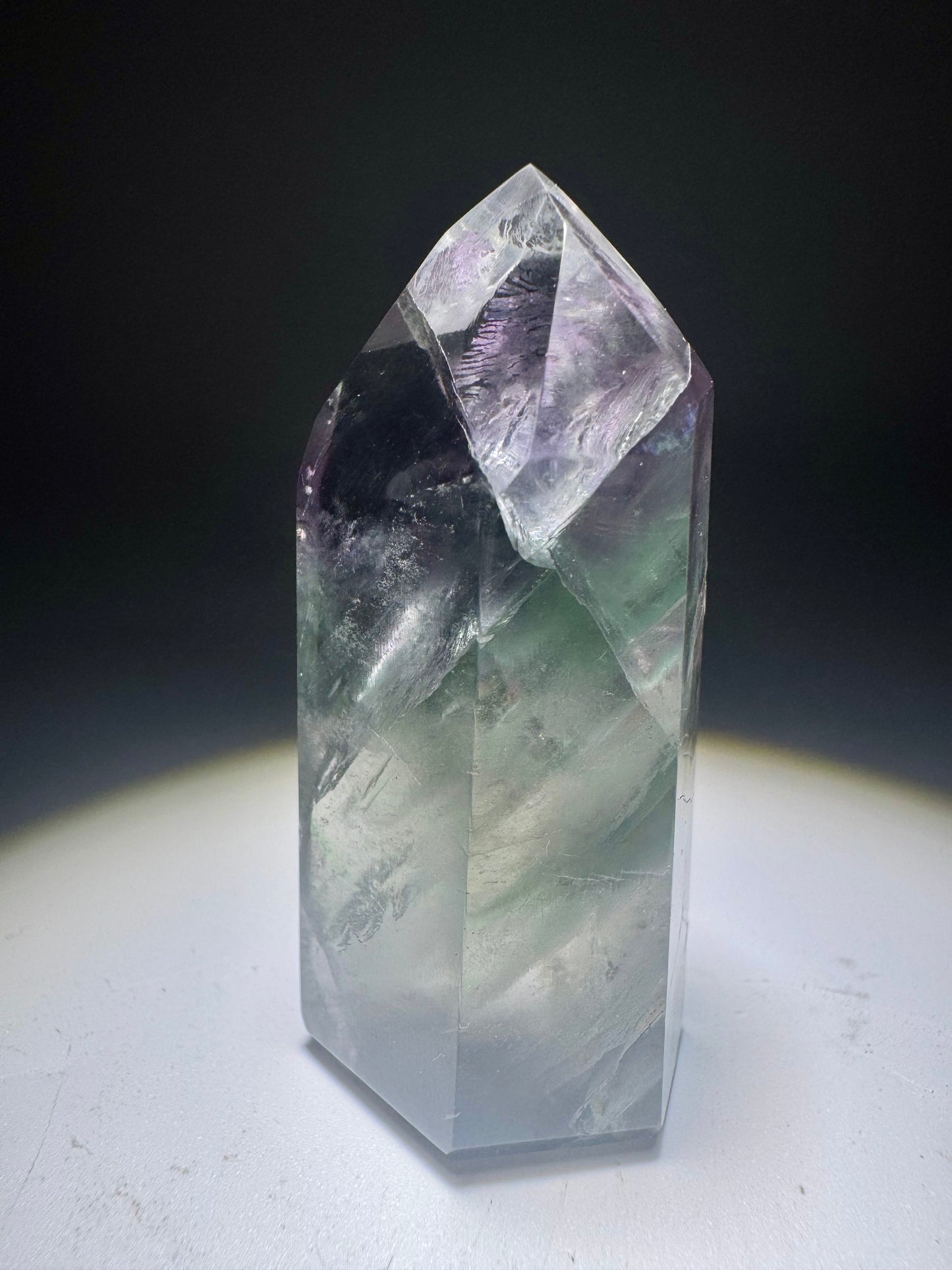 Fluorit Spitze klar lila grün transparent | Lollipop Farben | 5,3 cm – UNIQUECRYSTALS